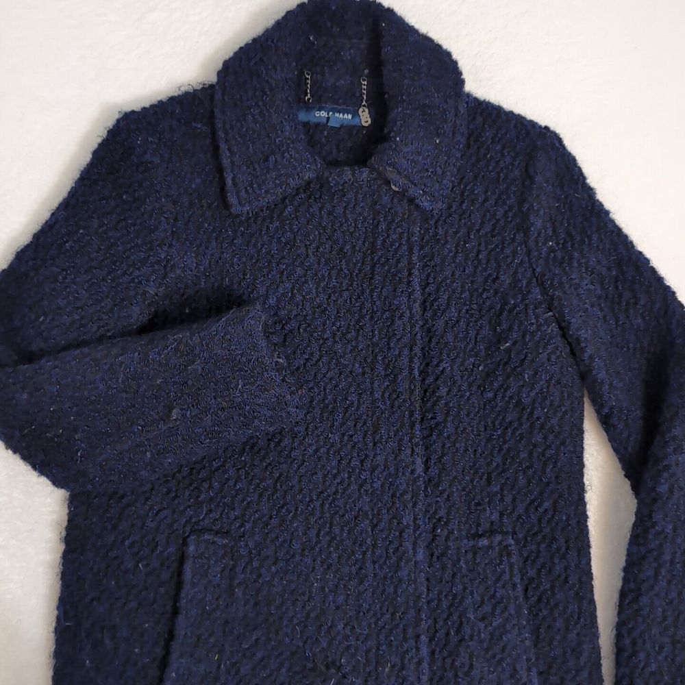 Cole Haan Signature‎ Women's Navy Blue Wool polyester Blend Coat Jacket Sz 2